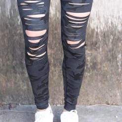 White Birch Black Camo Laser Cut Leggings Apparel