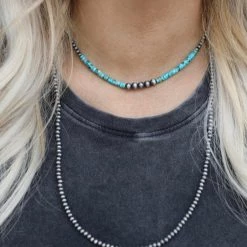 The Lace Cactus Whispering Turquoise + Navajo Pearl Necklace