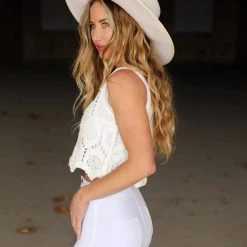 Timing Wrenley White Crochet Tank Top Apparel