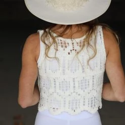 Timing Wrenley White Crochet Tank Top Apparel