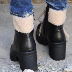 SODA Buffed Black Lined Combat Boots