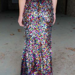 Maniju Candy Sequin Slit Leg Maxi Skirt