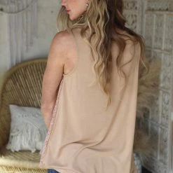 Emerald Apparel Taupe Sparkly Sequin Tank Top