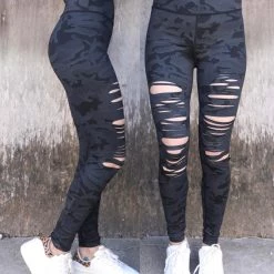 White Birch Black Camo Laser Cut Leggings Apparel