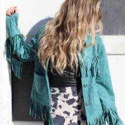 Fashion Express Teal Suede Blazer Jacket Apparel