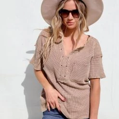 Bibi Carmel Latte Washed Thermal Top