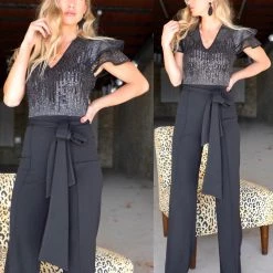 Valentine Apparel South Decatur Black Sequin Jumpsuit