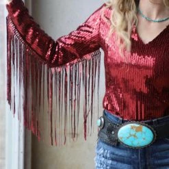 Fashion Express Apparel The Burgundy Sequin Bodysuit