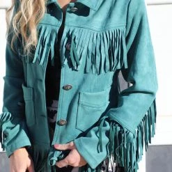 Fashion Express Teal Suede Blazer Jacket Apparel