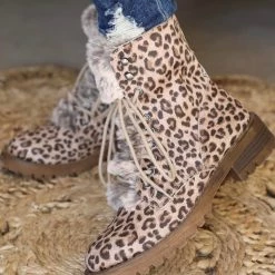 Leopard Everything Very G Farrah Leopard Combat Boots
