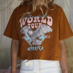 Zutter Copper "Dreamer World Tour" Graphic Crop Tee Apparel