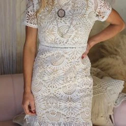 Lena Windy White & Nude Lace Dress Apparel