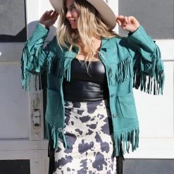 Fashion Express Teal Suede Blazer Jacket Apparel