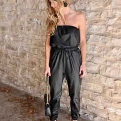 First Love Apparel The Mercy Faux Leather Jumpsuit