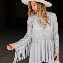 Blue B. Boho Gray Lace Tunic