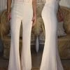 Trend Notes Apparel Cream High Rise Belted Flare Pants