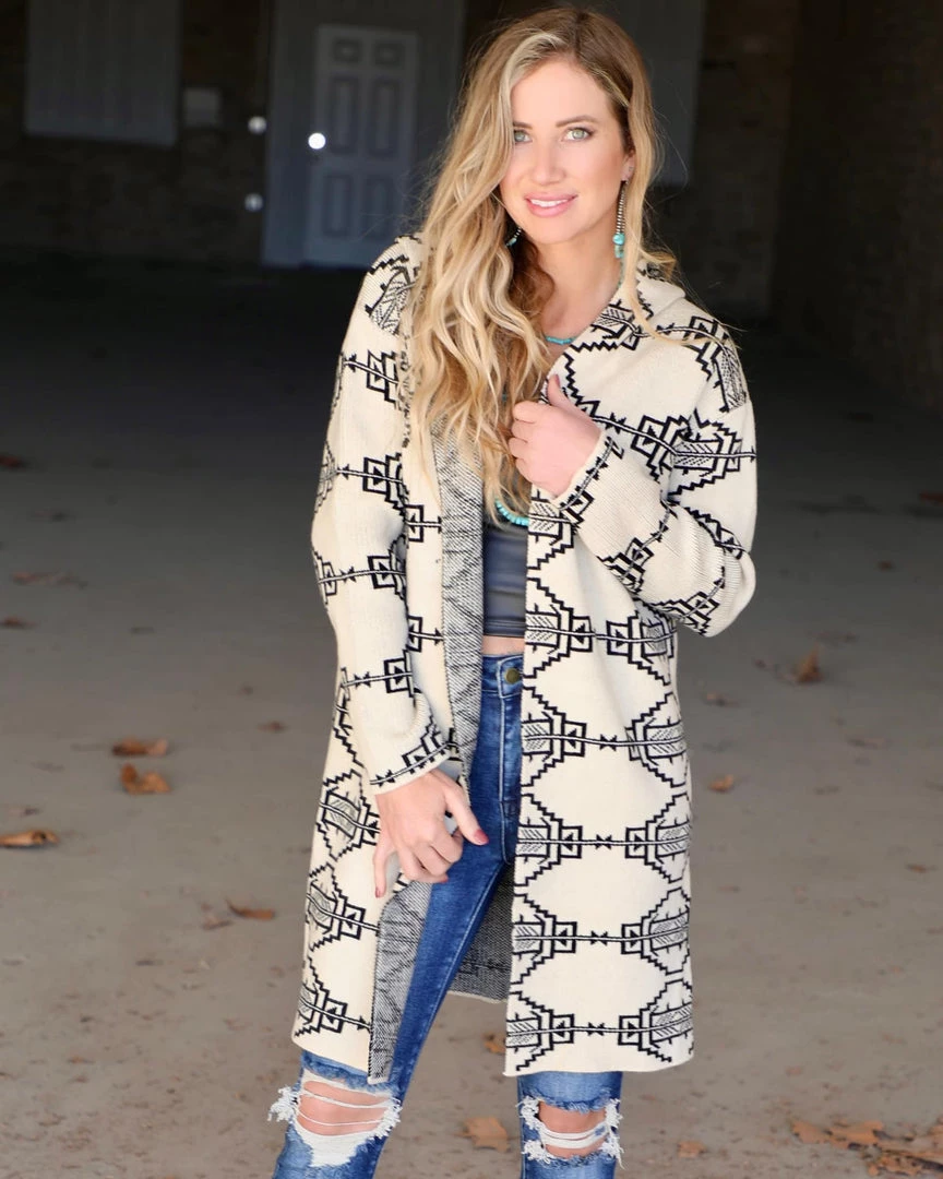 The Lace Cactus Apparel Rocky Mountain Tribal Hooded Cardigan