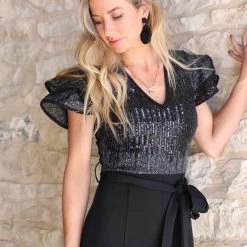 Valentine Apparel South Decatur Black Sequin Jumpsuit