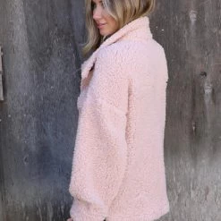 New In Apparel Blush Fluffy Sherpa Jacket