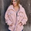 New In Apparel Blush Fluffy Sherpa Jacket