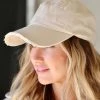 Liel Accessories Light Taupe Distressed Ball Cap