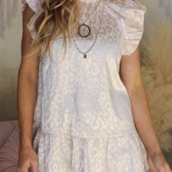 Jodifl Silky Champagne Leopard Ruffle Tunic