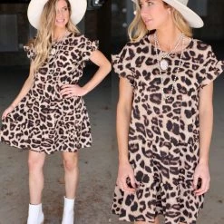 Solution Larissa Light Leopard Ruffle Dress Best Sellers