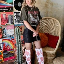 Zutter Moss Washed FREEBIRD AMERICA Graphic Crop Tee Apparel