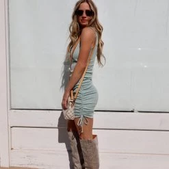 Wishlist Sage Sleeveless Ribbed Midi Dress