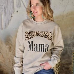 Zutter Mocha "Mama" Leopard Graphic Sweatshirt Apparel