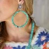 The Lace Cactus Western Vibes Camm Concho+ Turquoise Hoop Earrings