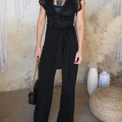 Valentine The Mabel Black Crochet Jumpsuit Apparel