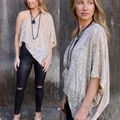 Main Strip Nude One Shoulder Leopard Unbalanced Top Best Sellers