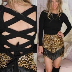 Bibi Blair Black Ribbed Cross Back Top Apparel