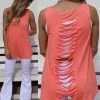 E. Luna Coral Laser Cut Back Tank Top Apparel