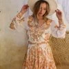 Flying Tomato Gabrielle Gold Floral Mini Dress