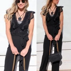 Valentine The Mabel Black Crochet Jumpsuit Apparel