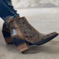 Very G 2Tone Snakeskin Ankle Booties Footwear