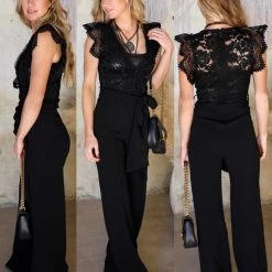Valentine The Mabel Black Crochet Jumpsuit Apparel