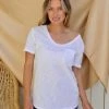 WannaB Apparel White V-neck Half Sleeve Tee