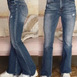 Risen Jeans Hollywood High Rise Vintage Washed Flare Jeans Apparel