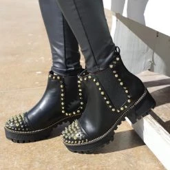 Cape Robbin Black And Boujee Black + Gold Spiked "Mud Tire" Booties