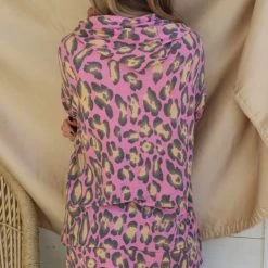 White Birch Apparel Pink + Yellow Leopard Hoodie