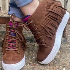 Western Vibes Not Rated Brown Serape Wedge Sneakers