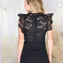 Valentine The Mabel Black Crochet Jumpsuit Apparel