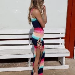 Codigo Best Sellers Multi Ombre Side Slit Maxi Dress