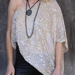 Main Strip Nude One Shoulder Leopard Unbalanced Top Best Sellers