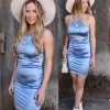 Peach Love Electric Blue Peekaboo Front + Bodycon Dress Apparel