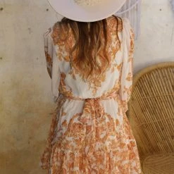 Flying Tomato Gabrielle Gold Floral Mini Dress