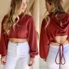 Lelis Ruby Cropped Peek-a-boo Back Hoodie